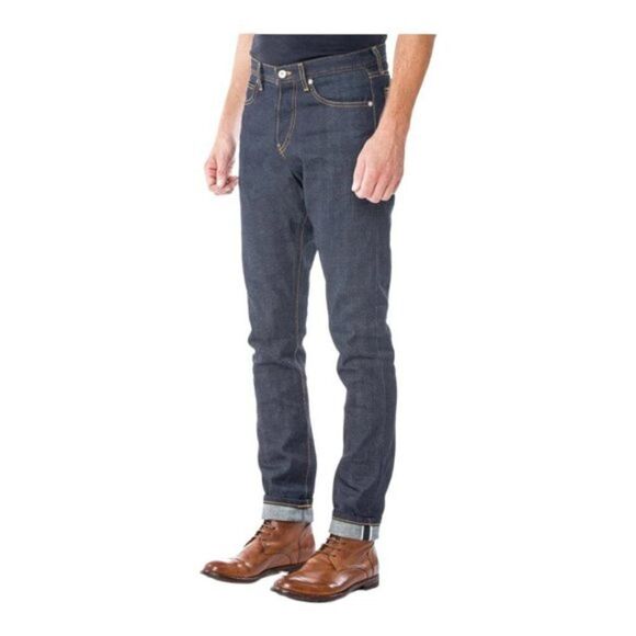 United stock Dry Goods Mens Hard Taper Indigo Selvedge Denim Jeans US 30 - Picture 2 of 15